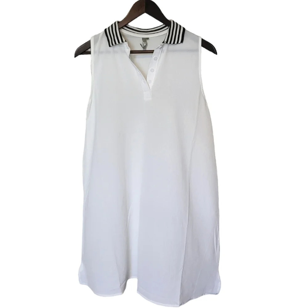 Mono B Sheer Sleeveless Mini Dress Womens Small White Tennis Prep Sporty‎